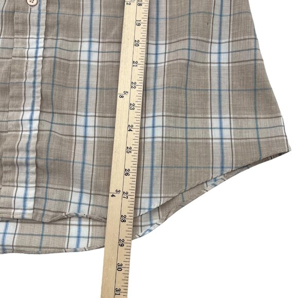 Levis Mens Tan Plaid Short Sleeve Shirt XL Button-Up Vintage - Picture 5 of 6